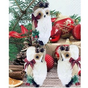 Farmhouse snow owl decor set of 3 pc